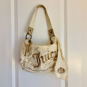 Vintage Juicy Couture Beige Velvet Shoulder Bag
